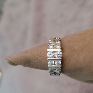 Sterling Silver band ring with Cubic Zirconia stones
